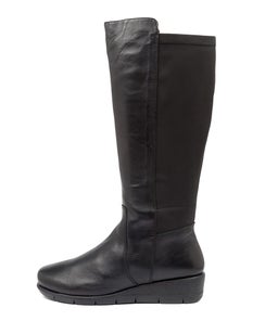MARCELINA SU BLACK LEATHER LYCRA