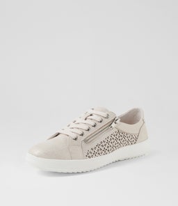 ZARINA SU ALMOND&SILVER SCRATCH LEATHER
