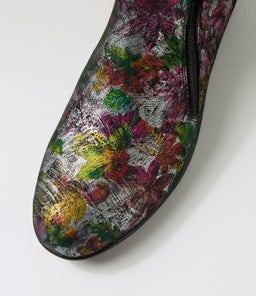 FALLENN SU BLACK PAINTED FLORAL LEATHER