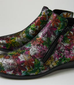 FALLENN SU BLACK PAINTED FLORAL LEATHER