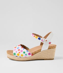 COUSIN SU RAINBOW POLKA WHITE SNAKE LEATHER LEATHER