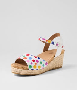 COUSIN SU RAINBOW POLKA WHITE SNAKE LEATHER LEATHER