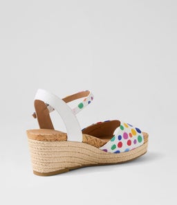 COUSIN SU RAINBOW POLKA WHITE SNAKE LEATHER LEATHER