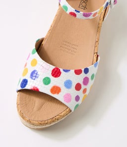COUSIN SU RAINBOW POLKA WHITE SNAKE LEATHER LEATHER