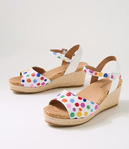 COUSIN SU RAINBOW POLKA WHITE SNAKE LEATHER LEATHER