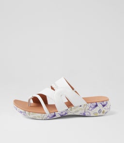 MIA2 SU WHITE BLUE FLORAL SOLE LEATHER