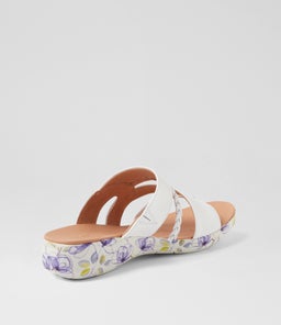 MIA2 SU WHITE BLUE FLORAL SOLE LEATHER