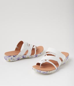 MIA2 SU WHITE BLUE FLORAL SOLE LEATHER