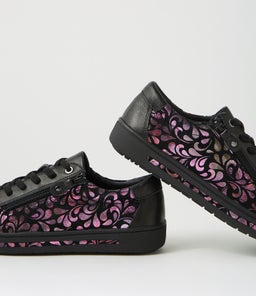 EVONE SU BLACK BLACK PETAL LEATHER SUEDE