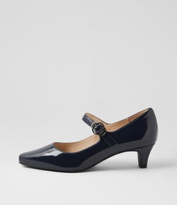 LAYS SU NAVY COVERED HEEL PATENT LEATHER