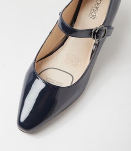 LAYS SU NAVY COVERED HEEL PATENT LEATHER