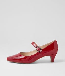 LAYS SU DK RED COVERED HEEL PATENT LEATHER