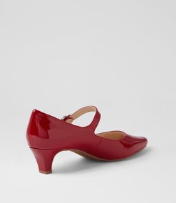 LAYS SU DK RED COVERED HEEL PATENT LEATHER
