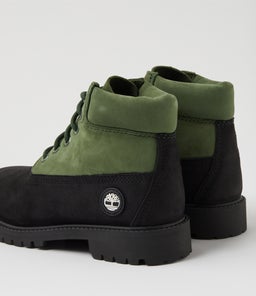 6 PREMIUM ICON BOOT JNR BLACK GREEN NUBUCK