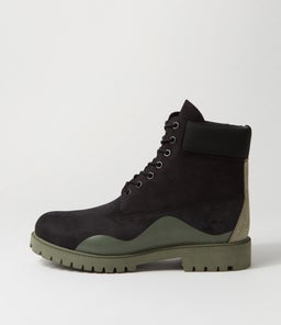 6 PREMIUM RUBBER CUP BOOT TM BLACK GREEN NUBUCK