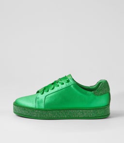 PLUMA EMERALD SATIN METALLIC EMERALD LEATHER JEWELS