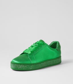 PLUMA EMERALD SATIN METALLIC EMERALD LEATHER JEWELS