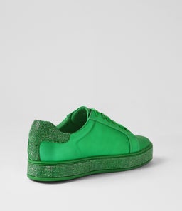 PLUMA EMERALD SATIN METALLIC EMERALD LEATHER JEWELS