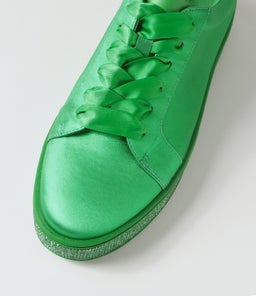 PLUMA EMERALD SATIN METALLIC EMERALD LEATHER JEWELS