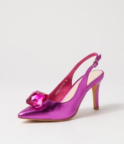 BARBADOS TO FUCHSIA METALLIC FUCHSIA LEATHER JEWELS