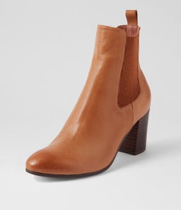 USSET TO COGNAC CHOC HEEL LEATHER ELASTIC