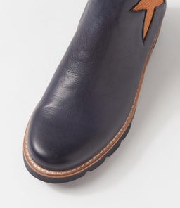 MISSHA TO DK NAVY COGNAC LEATHER ELASTIC