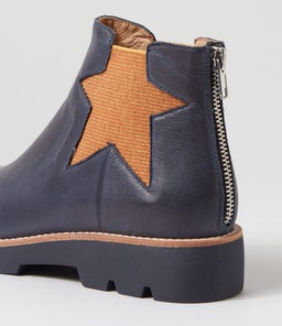 MISSHA TO DK NAVY COGNAC LEATHER ELASTIC