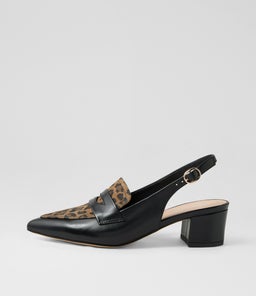 AIDAYO TO BLACK CAMEL LEOPARD LEATHER SUEDE