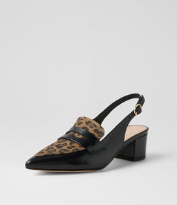 AIDAYO TO BLACK CAMEL LEOPARD LEATHER SUEDE