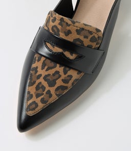 AIDAYO TO BLACK CAMEL LEOPARD LEATHER SUEDE
