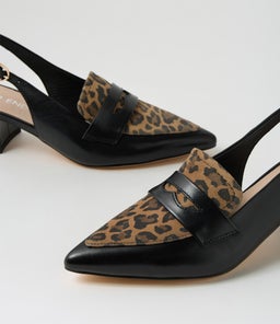 AIDAYO TO BLACK CAMEL LEOPARD LEATHER SUEDE