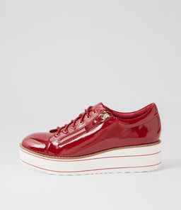 NABIE TO DK RED WHITE SOLE PATENT LEATHER