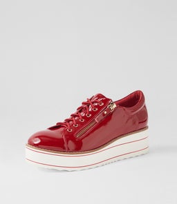 NABIE TO DK RED WHITE SOLE PATENT LEATHER