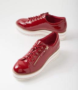 NABIE TO DK RED WHITE SOLE PATENT LEATHER