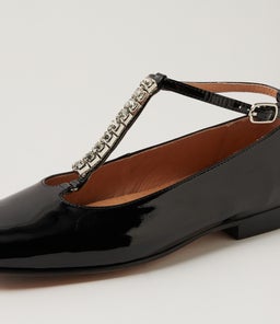 PANDER TO BLACK SILVER PATENT JEWELS