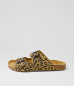 BAILEY SLIDE TAN LEOPARD FABRIC