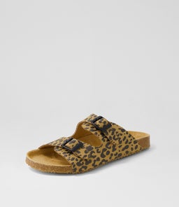 BAILEY SLIDE TAN LEOPARD FABRIC