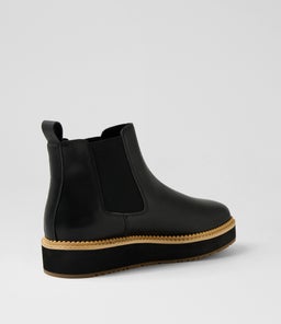 JADE WA BLACK SCALLOP LEATHER