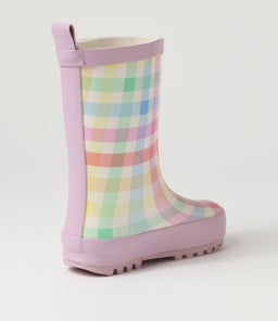 PLAY RIVER CHECK BOOT TOT WA LILAC RUBBER