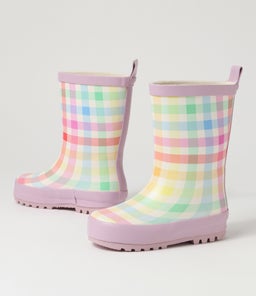 PLAY RIVER CHECK BOOT TOT WA LILAC RUBBER