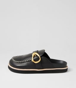 PIA LEATHER MULE WA BLACK LEATHER