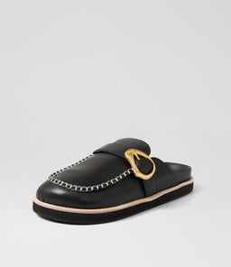 PIA LEATHER MULE WA BLACK LEATHER