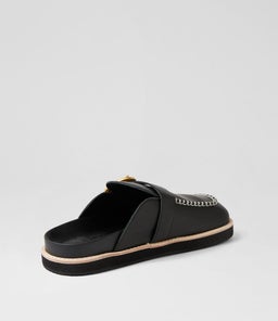PIA LEATHER MULE WA BLACK LEATHER