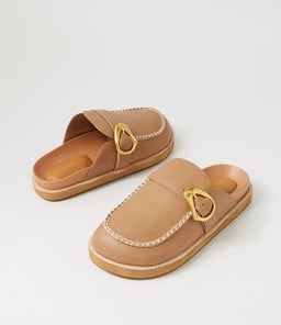 PIA LEATHER MULE WA FAWN LEATHER