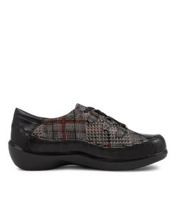 ALLSORTS W ZR BLACK BLACK&RED CHECK LEATHER