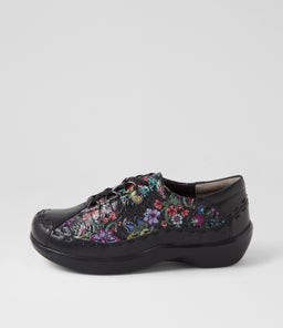 ALLSORTS XW ZR BLACK BLACK FLORAL LEATHER EMBOSSED