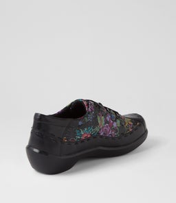 ALLSORTS XW ZR BLACK BLACK FLORAL LEATHER EMBOSSED