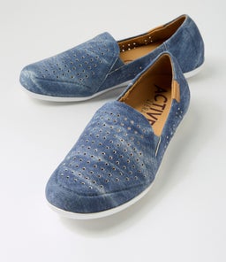 LIANA W ZR BLUE DISTRESS DENIM LEATHER