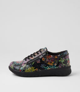 SOLAR XF ZR BLACK EMBOSSED FLORAL LEATHER