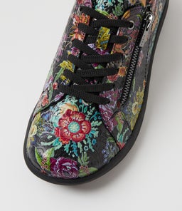 SOLAR XF ZR BLACK EMBOSSED FLORAL LEATHER